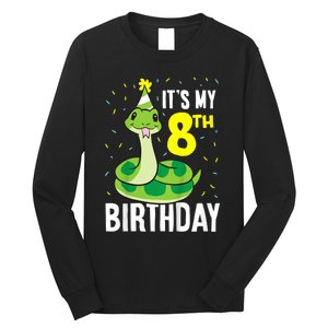 Kids Snakes Its My 8th Birthday 8 Year Old Birthday Long Sleeve Shirt