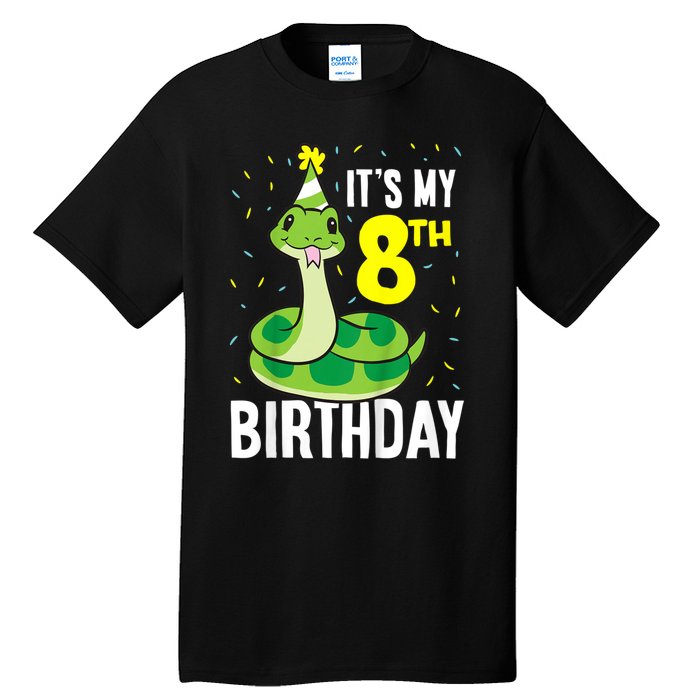 Kids Snakes Its My 8th Birthday 8 Year Old Birthday Tall T-Shirt