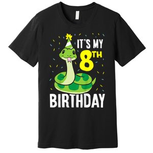 Kids Snakes Its My 8th Birthday 8 Year Old Birthday Premium T-Shirt