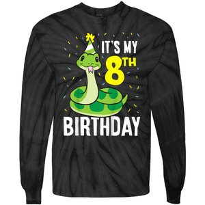 Kids Snakes Its My 8th Birthday 8 Year Old Birthday Tie-Dye Long Sleeve Shirt