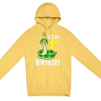 Kids Snakes Its My 1st Birthday 1 Year Old Birthday Premium Pullover Hoodie