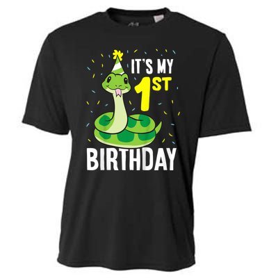 Kids Snakes Its My 1st Birthday 1 Year Old Birthday Cooling Performance Crew T-Shirt