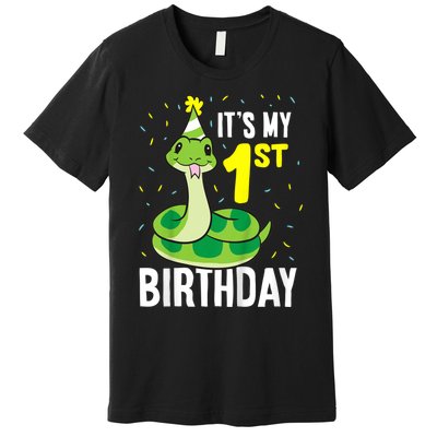 Kids Snakes Its My 1st Birthday 1 Year Old Birthday Premium T-Shirt