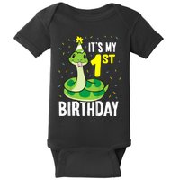 Kids Snakes Its My 1st Birthday 1 Year Old Birthday Baby Bodysuit