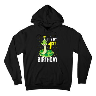 Kids Snakes Its My 1st Birthday 1 Year Old Birthday Tall Hoodie