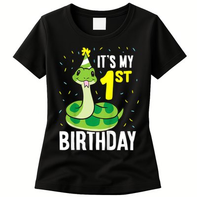 Kids Snakes Its My 1st Birthday 1 Year Old Birthday Women's T-Shirt