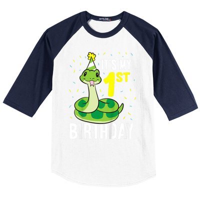 Kids Snakes Its My 1st Birthday 1 Year Old Birthday Baseball Sleeve Shirt