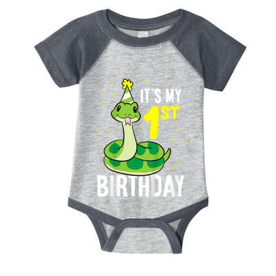 Kids Snakes Its My 1st Birthday 1 Year Old Birthday Infant Baby Jersey Bodysuit