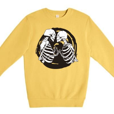 Kissing Skeletons In Love Premium Crewneck Sweatshirt