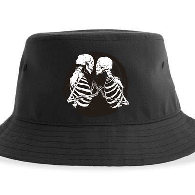 Kissing Skeletons In Love Sustainable Bucket Hat
