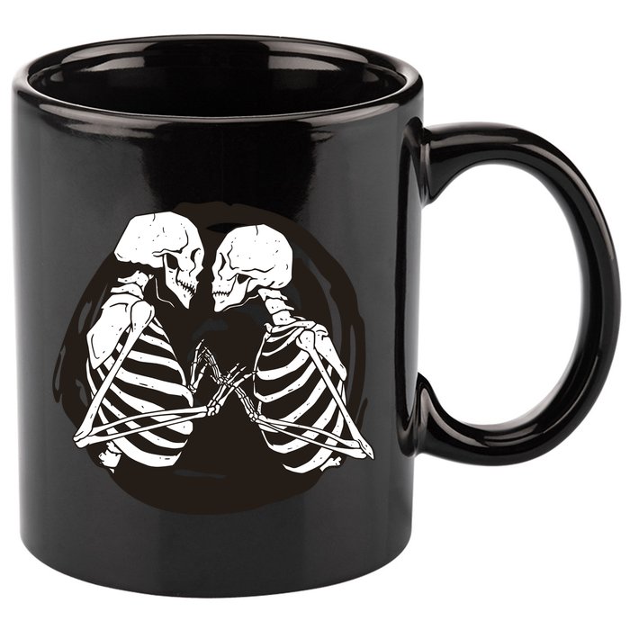 Kissing Skeletons In Love 11oz C Handle Ceramic Mug