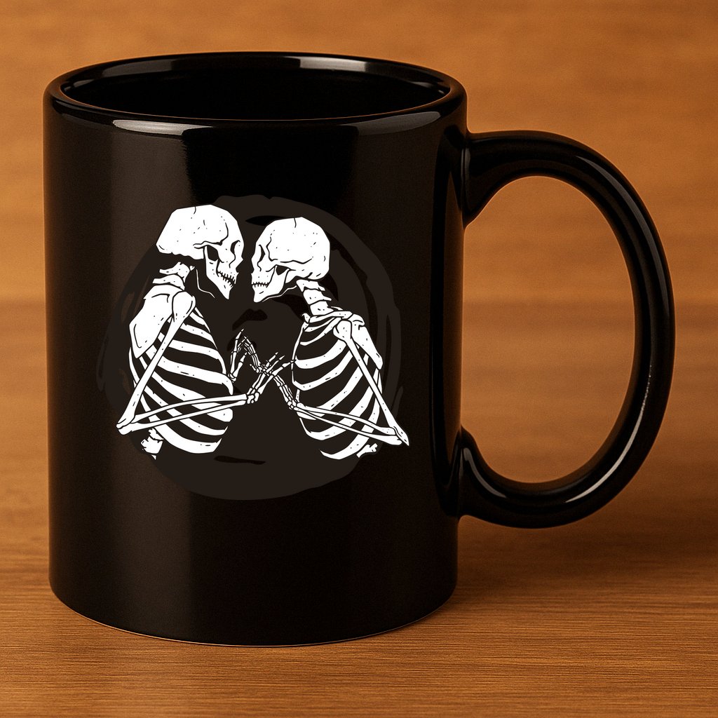 Kissing Skeletons In Love 11oz C Handle Ceramic Mug