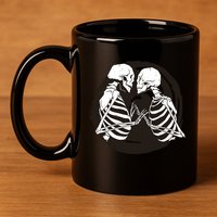 Kissing Skeletons In Love 11oz C Handle Ceramic Mug