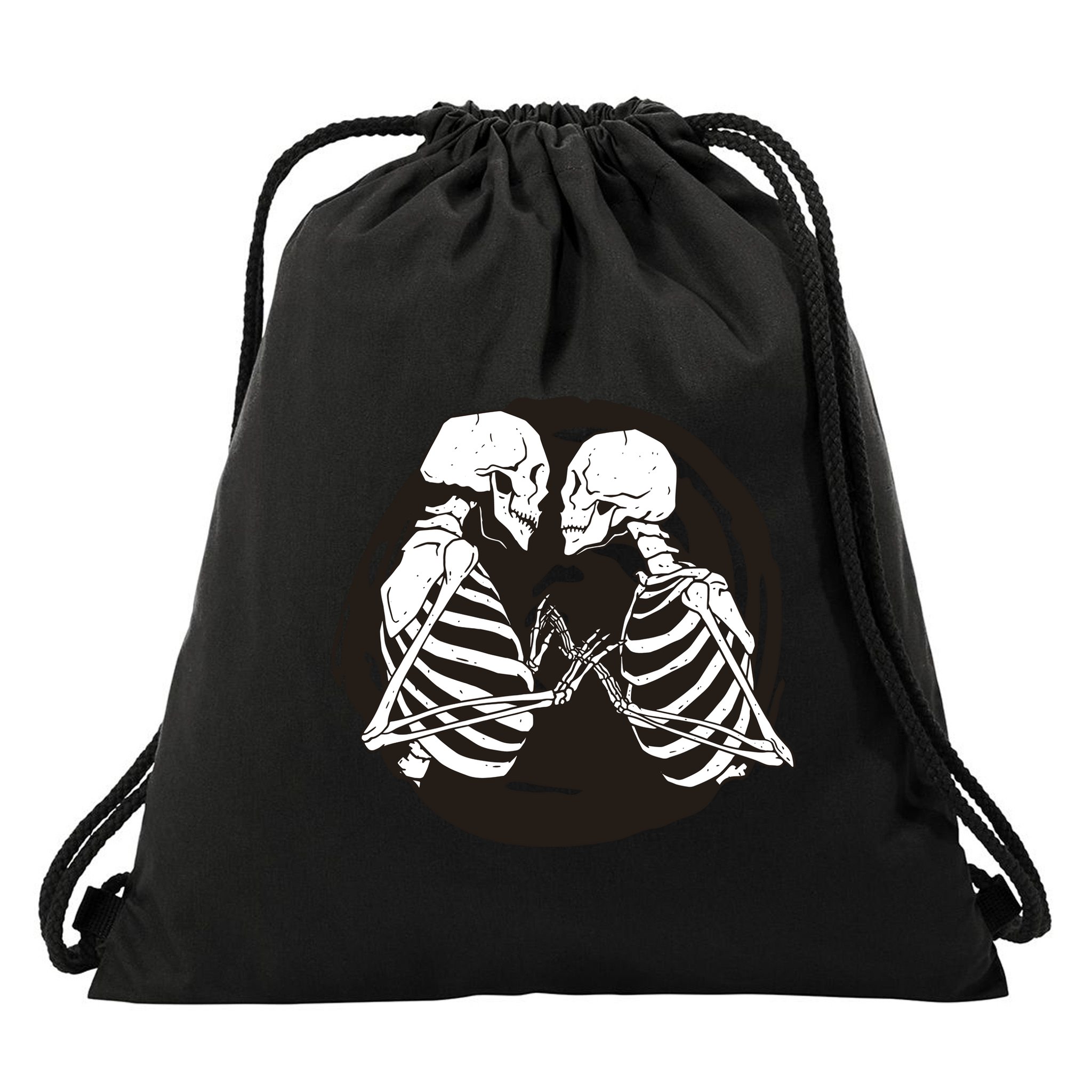 Kissing Skeletons In Love Drawstring Bag
