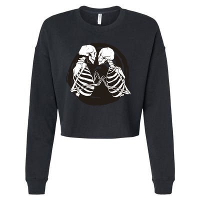 Kissing Skeletons In Love Cropped Pullover Crew