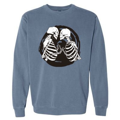 Kissing Skeletons In Love Garment-Dyed Sweatshirt