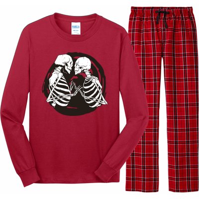 Kissing Skeletons In Love Long Sleeve Pajama Set