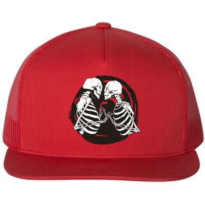 Kissing Skeletons In Love Flatbill Hat