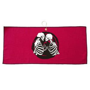 Kissing Skeletons In Love Large Microfiber Waffle Golf Towel