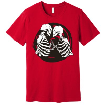 Kissing Skeletons In Love Premium T-Shirt