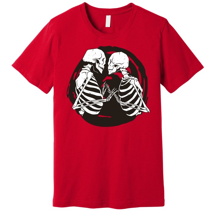 Kissing Skeletons In Love Premium T-Shirt