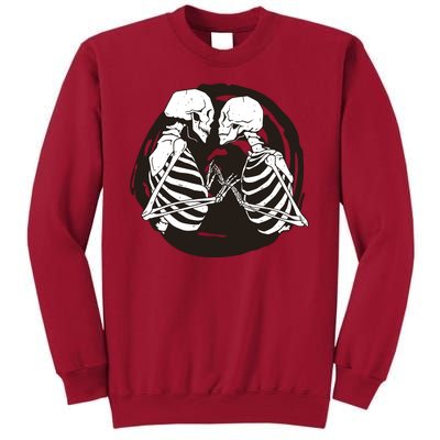 Kissing Skeletons In Love Tall Sweatshirt