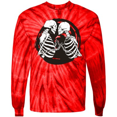 Kissing Skeletons In Love Tie-Dye Long Sleeve Shirt