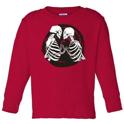 Kissing Skeletons In Love Toddler Long Sleeve Shirt