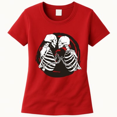 Kissing Skeletons In Love Womens T-Shirt