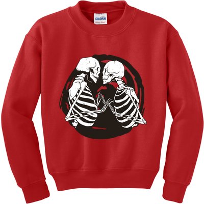 Kissing Skeletons In Love Kids Sweatshirt