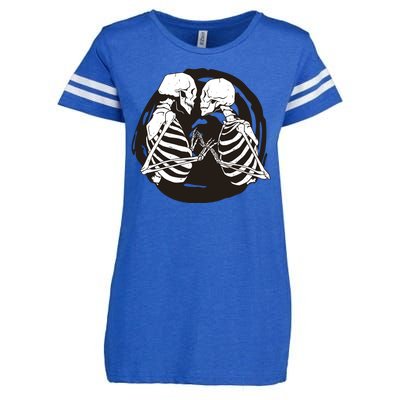 Kissing Skeletons In Love Enza Ladies Jersey Football T-Shirt