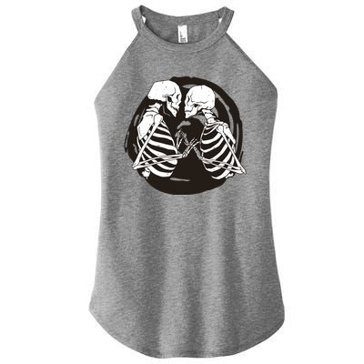 Kissing Skeletons In Love Women’s Perfect Tri Rocker Tank