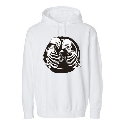 Kissing Skeletons In Love Garment-Dyed Fleece Hoodie