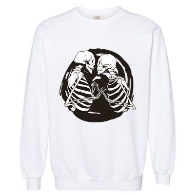Kissing Skeletons In Love Garment-Dyed Sweatshirt