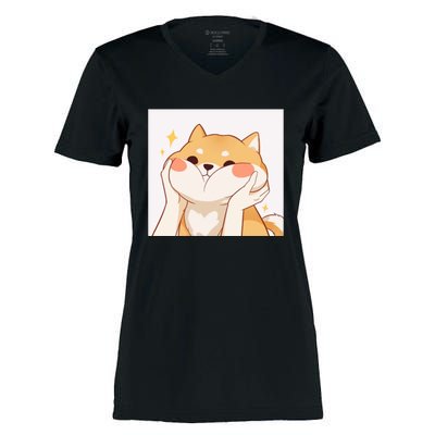 Kawaii Shiba Inu Women's Momentum V-Neck T-Shirt