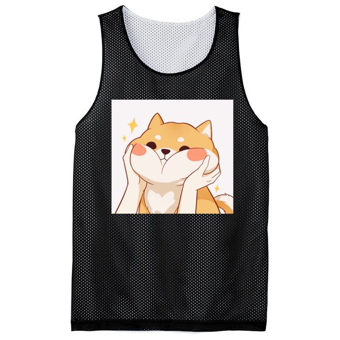 Kawaii Shiba Inu Mesh Reversible Basketball Jersey Tank