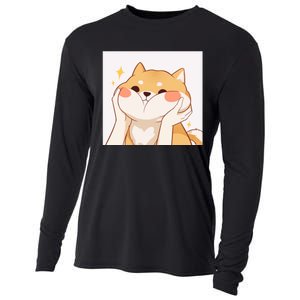 Kawaii Shiba Inu Cooling Performance Long Sleeve Crew