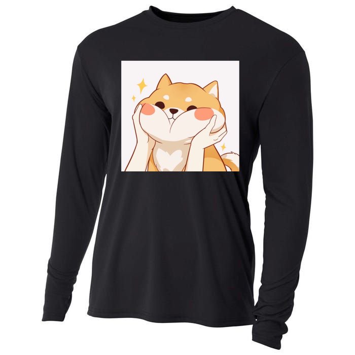 Kawaii Shiba Inu Cooling Performance Long Sleeve Crew