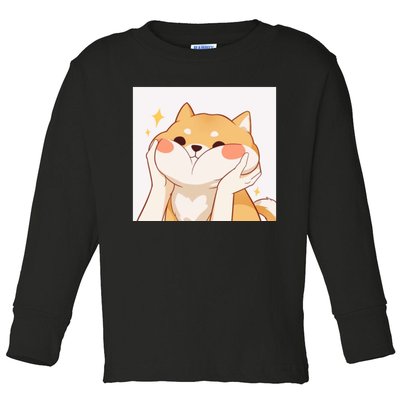 Kawaii Shiba Inu Toddler Long Sleeve Shirt