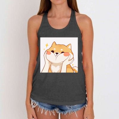 Kawaii Shiba Inu Women's Knotted Racerback Tank