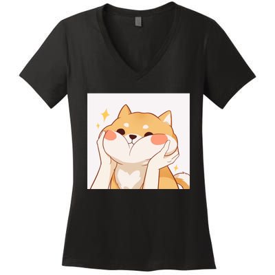 Kawaii Shiba Inu Women's V-Neck T-Shirt