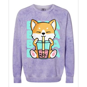 Kawaii Shiba Inu Dog Bubble Tea Boba Anime Neko Japan Colorblast Crewneck Sweatshirt