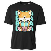 Kawaii Shiba Inu Dog Bubble Tea Boba Anime Neko Japan Cooling Performance Crew T-Shirt