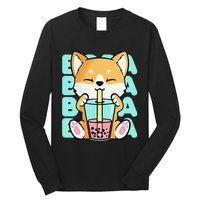 Kawaii Shiba Inu Dog Bubble Tea Boba Anime Neko Japan Long Sleeve Shirt