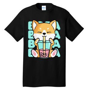 Kawaii Shiba Inu Dog Bubble Tea Boba Anime Neko Japan Tall T-Shirt