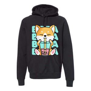 Kawaii Shiba Inu Dog Bubble Tea Boba Anime Neko Japan Premium Hoodie