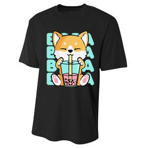 Kawaii Shiba Inu Dog Bubble Tea Boba Anime Neko Japan Performance Sprint T-Shirt