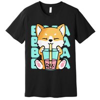 Kawaii Shiba Inu Dog Bubble Tea Boba Anime Neko Japan Premium T-Shirt