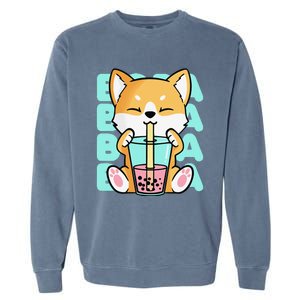 Kawaii Shiba Inu Dog Bubble Tea Boba Anime Neko Japan Garment-Dyed Sweatshirt