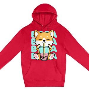 Kawaii Shiba Inu Dog Bubble Tea Boba Anime Neko Japan Premium Pullover Hoodie